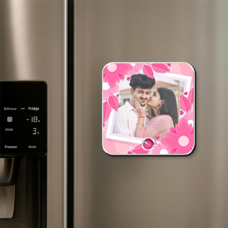 Personalized Musical Fridge Magnet Customizable Photo Frame with Music Speaker & Rechargeable Battery Unique Gift for Anniversary, Birthday & Couples Play Your Favorite Song
